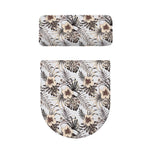 Vintage Hibiscus Plumeria Pattern Print Toilet Lid And Tank Cover Set