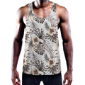 Vintage Hibiscus Plumeria Pattern Print Men's Workout Tank Top