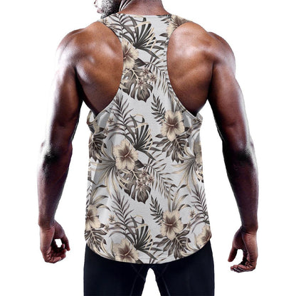 Vintage Hibiscus Plumeria Pattern Print Training Tank Top