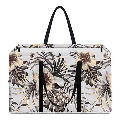 Vintage Hibiscus Plumeria Pattern Print Utility Tote Bag