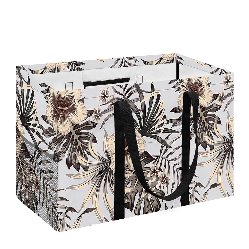 Vintage Hibiscus Plumeria Pattern Print Utility Tote Bag