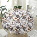 Vintage Hibiscus Plumeria Pattern Print Waterproof Round Tablecloth