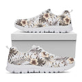 Vintage Hibiscus Plumeria Pattern Print White Running Shoes