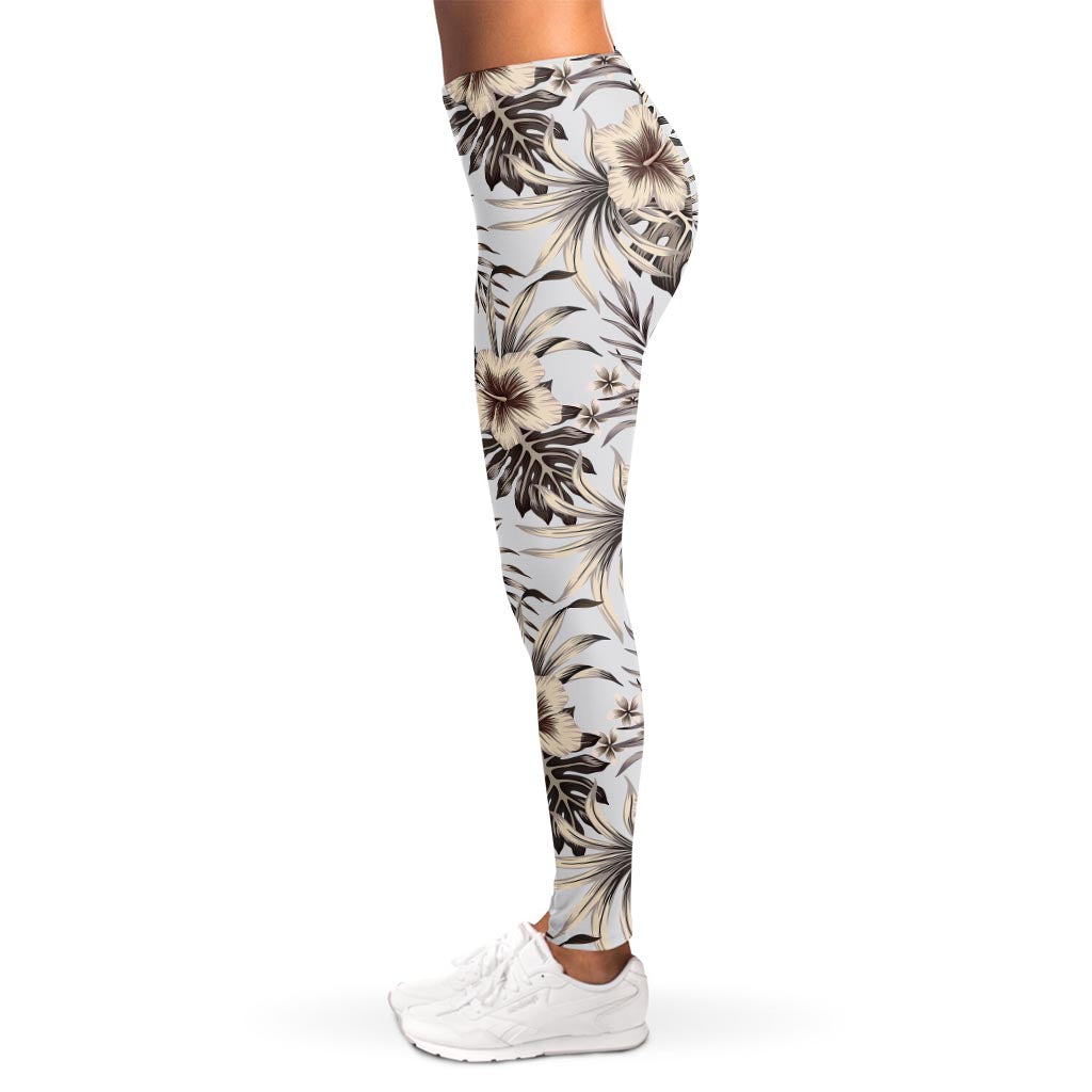 Vintage Hibiscus Plumeria Pattern Print Women's Leggings