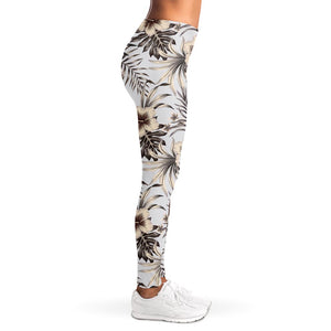 Vintage Hibiscus Plumeria Pattern Print Women's Leggings