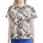 Vintage Hibiscus Plumeria Pattern Print Women's Polo Shirt