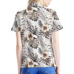 Vintage Hibiscus Plumeria Pattern Print Women's Polo Shirt