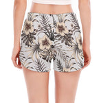 Vintage Hibiscus Plumeria Pattern Print Women's Split Running Shorts