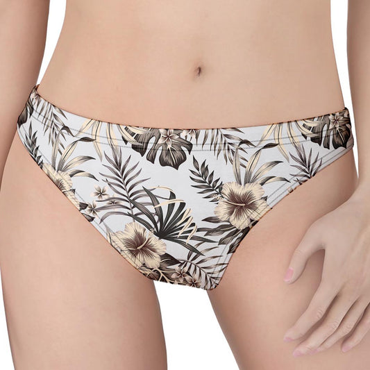 Vintage Hibiscus Plumeria Pattern Print Women's Thong
