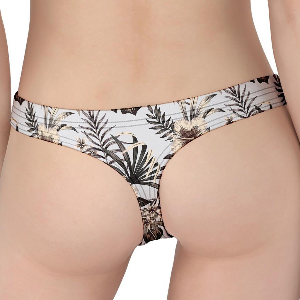 Vintage Hibiscus Plumeria Pattern Print Women's Thong