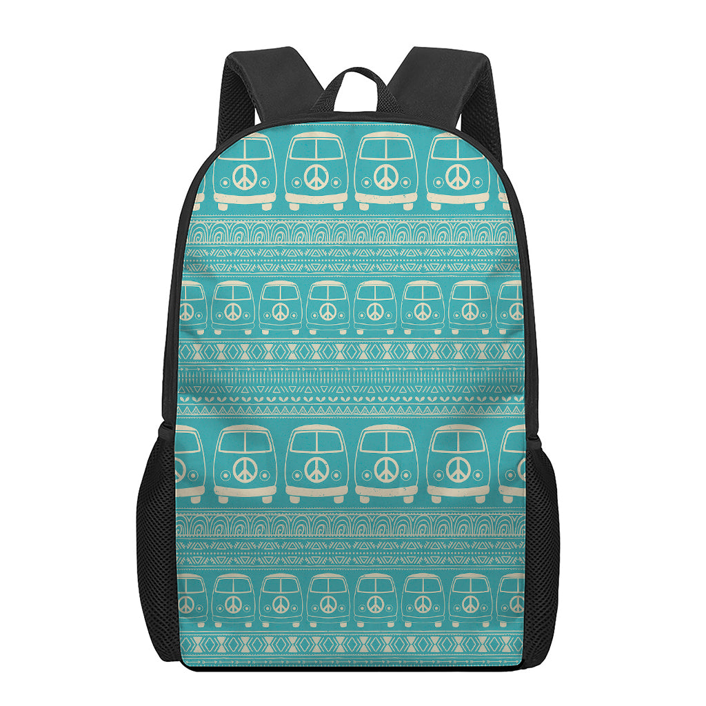 Vintage Hippie Van Pattern Print 17 Inch Backpack