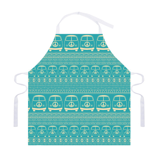 Vintage Hippie Van Pattern Print Adjustable Apron