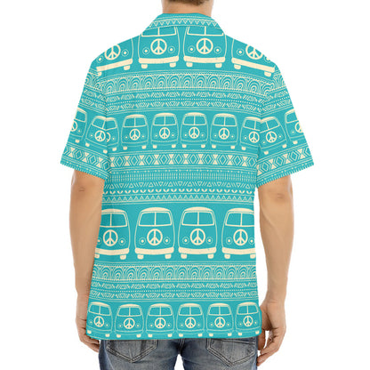 Vintage Hippie Van Pattern Print Aloha Shirt