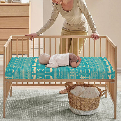 Vintage Hippie Van Pattern Print Baby Crib Sheet
