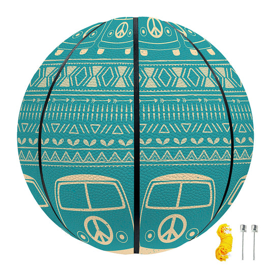 Vintage Hippie Van Pattern Print Basketball