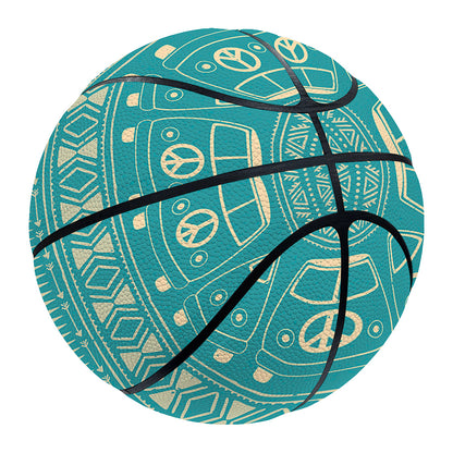 Vintage Hippie Van Pattern Print Basketball