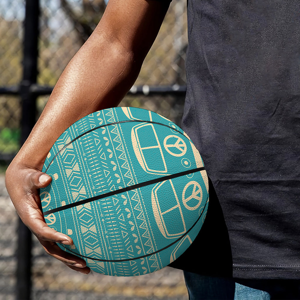 Vintage Hippie Van Pattern Print Basketball