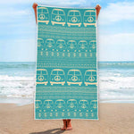 Vintage Hippie Van Pattern Print Beach Towel