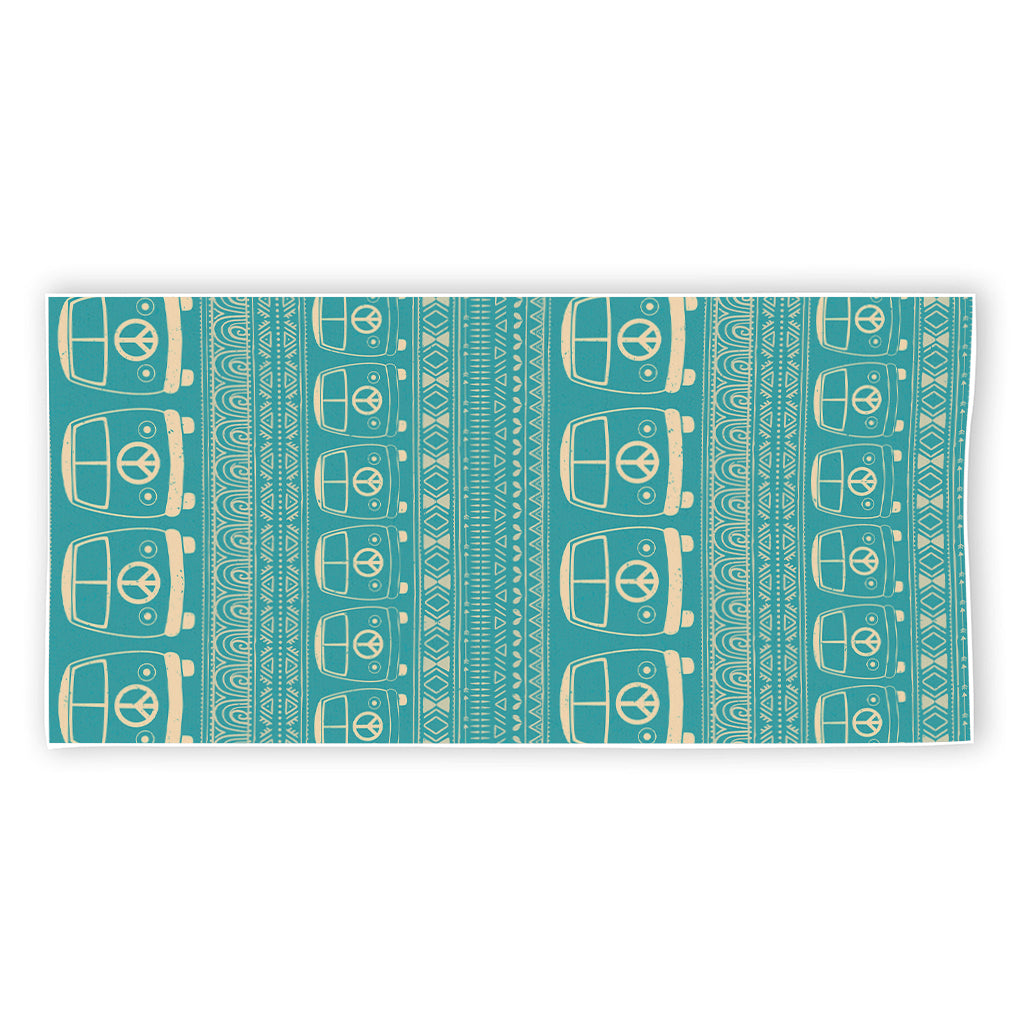 Vintage Hippie Van Pattern Print Beach Towel