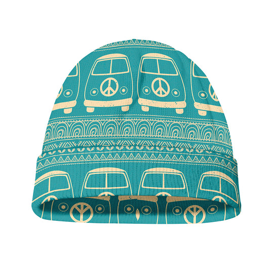 Vintage Hippie Van Pattern Print Beanie
