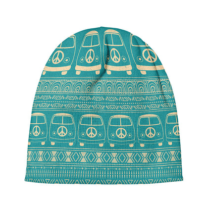 Vintage Hippie Van Pattern Print Beanie