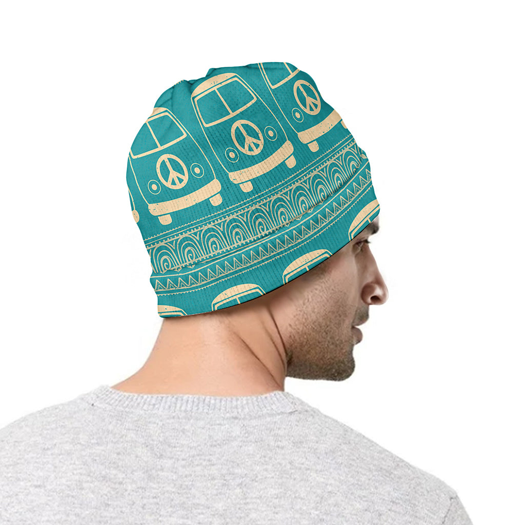Vintage Hippie Van Pattern Print Beanie