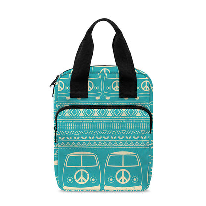 Vintage Hippie Van Pattern Print Bible Tote Bag