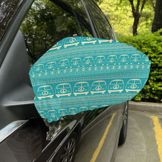 Vintage Hippie Van Pattern Print Car Side Mirror Covers