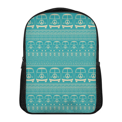 Vintage Hippie Van Pattern Print Casual Backpack