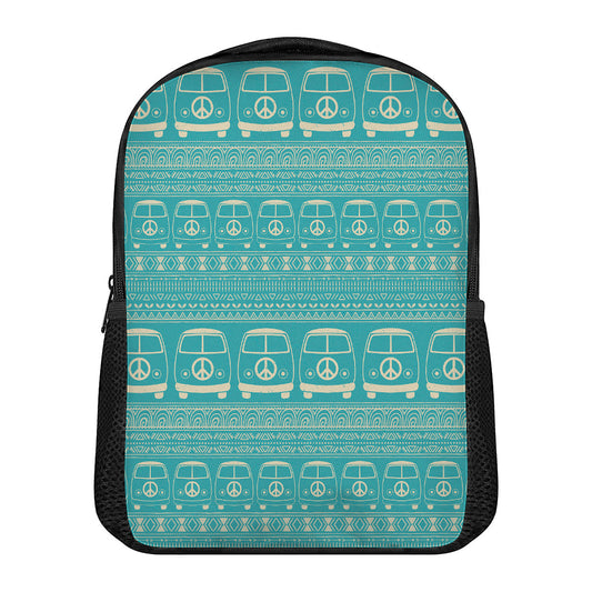 Vintage Hippie Van Pattern Print Casual Backpack