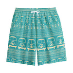 Vintage Hippie Van Pattern Print Cotton Shorts