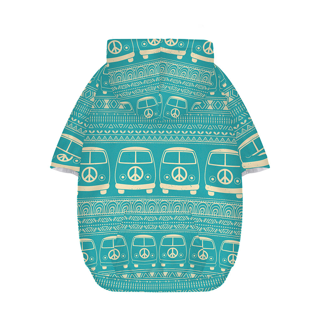 Vintage Hippie Van Pattern Print Dog Zip Up Hoodie