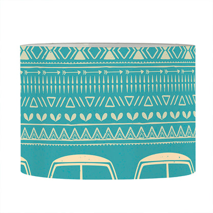 Vintage Hippie Van Pattern Print Drum Lamp Shade