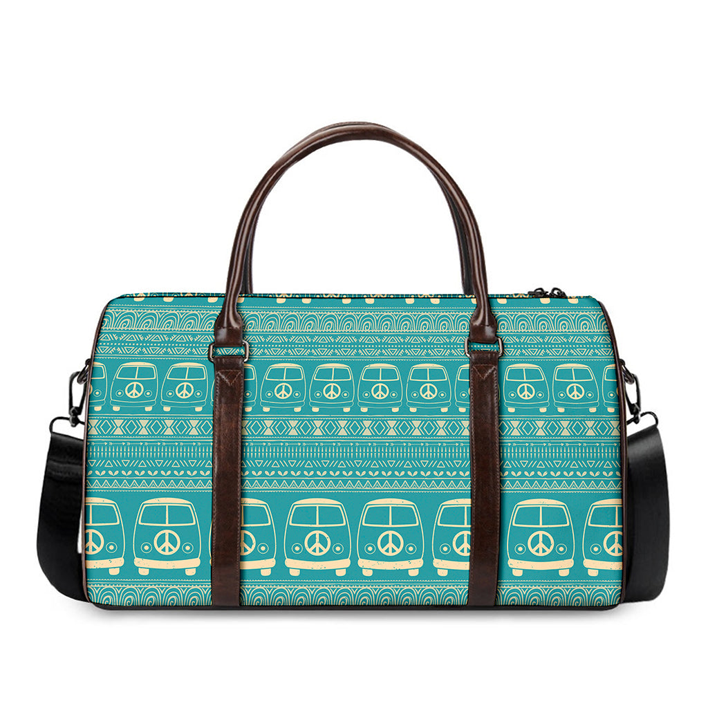 Vintage Hippie Van Pattern Print Duffle Bag