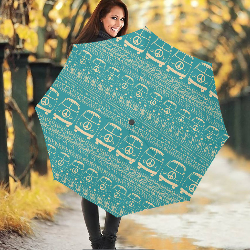 Vintage Hippie Van Pattern Print Foldable Umbrella