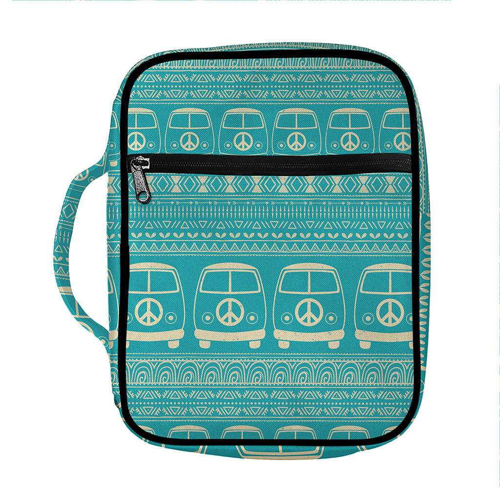 Vintage Hippie Van Pattern Print Front Pocket Bible Bag