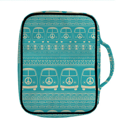 Vintage Hippie Van Pattern Print Front Pocket Bible Bag