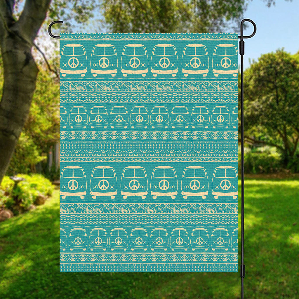 Vintage Hippie Van Pattern Print Garden Flag