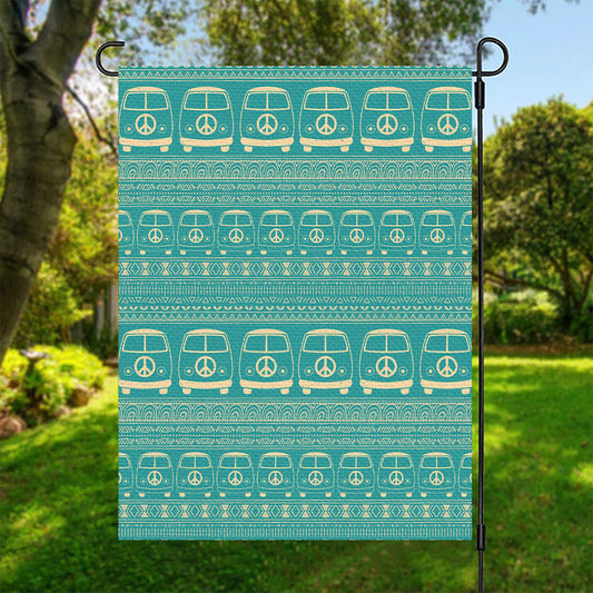 Vintage Hippie Van Pattern Print Garden Flag