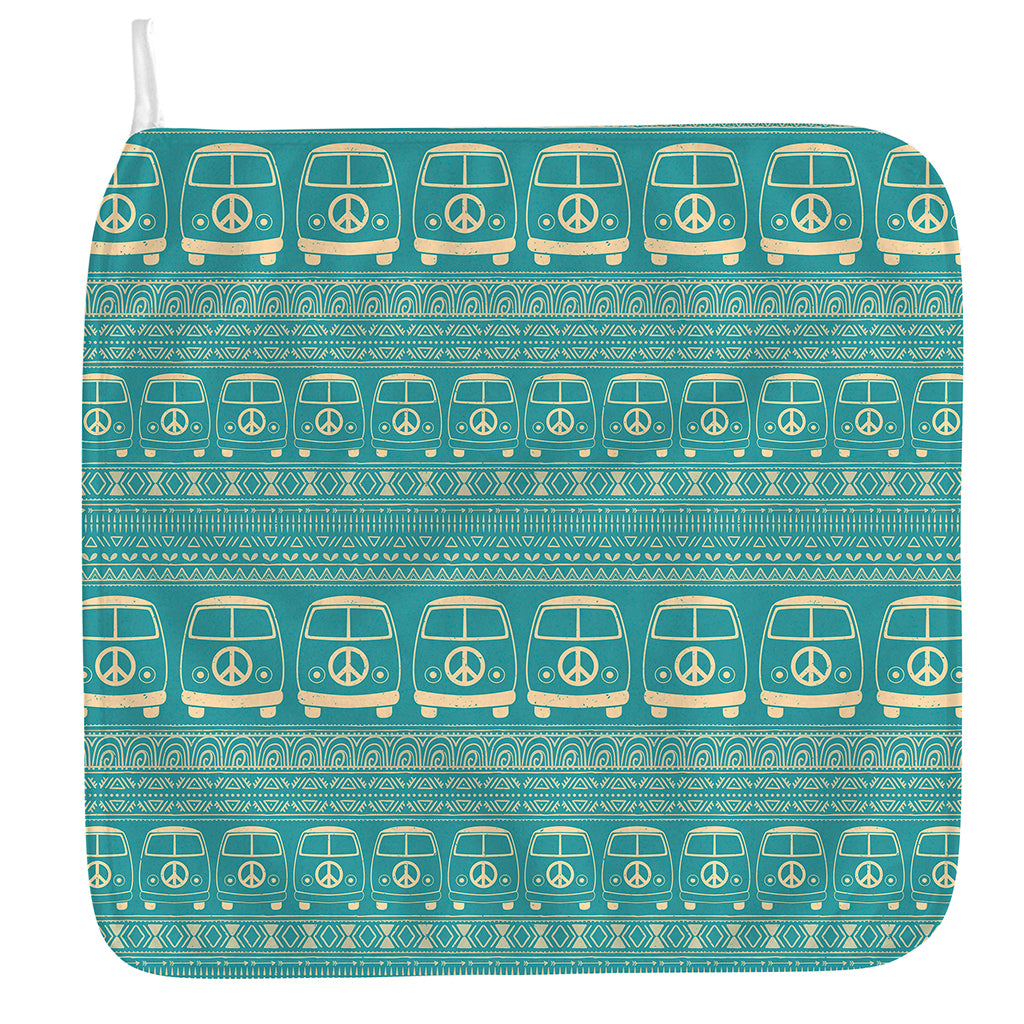 Vintage Hippie Van Pattern Print Hand Towel