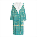 Vintage Hippie Van Pattern Print Hooded Bathrobe