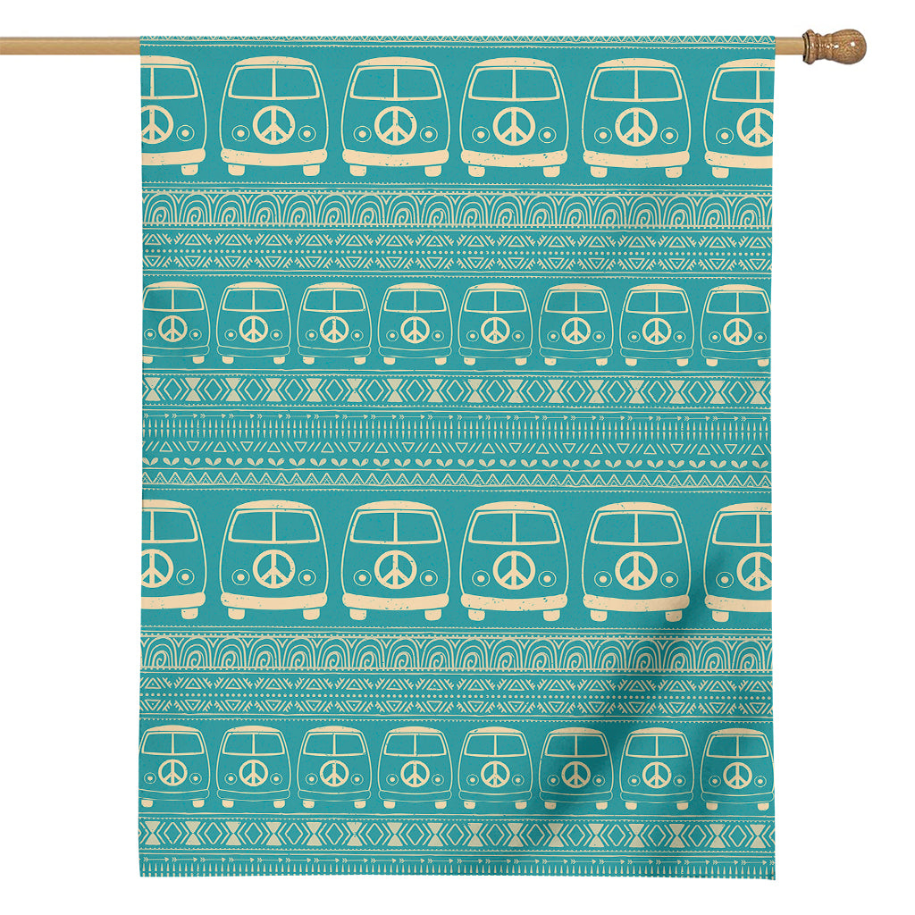 Vintage Hippie Van Pattern Print House Flag