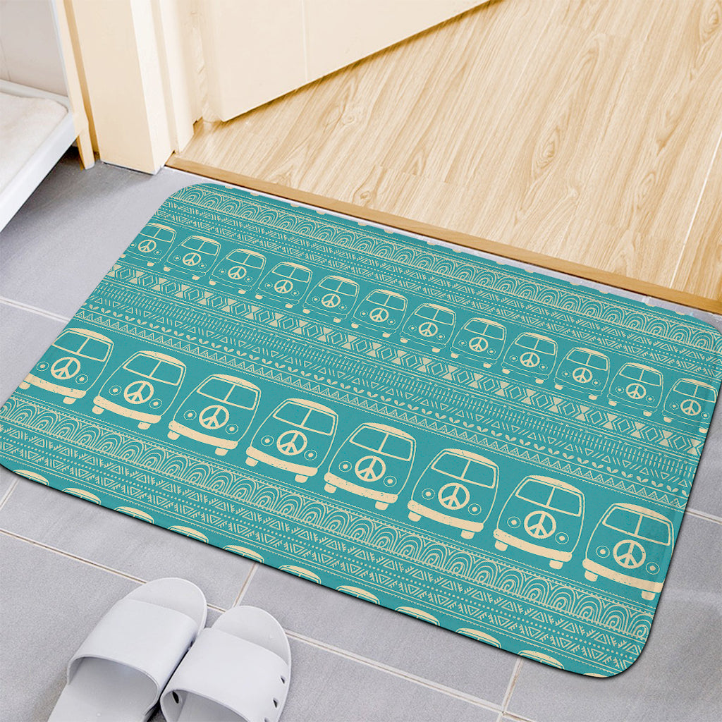 Vintage Hippie Van Pattern Print Indoor Door Mat