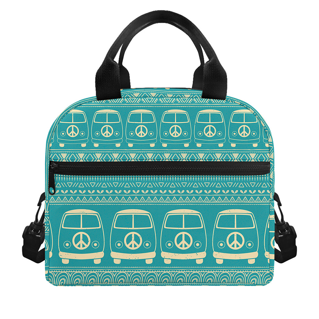 Vintage Hippie Van Pattern Print Insulated Lunch Bag