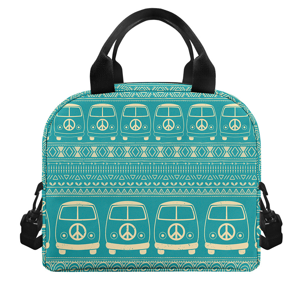 Vintage Hippie Van Pattern Print Insulated Lunch Bag