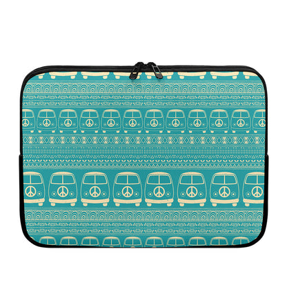 Vintage Hippie Van Pattern Print Laptop Sleeve