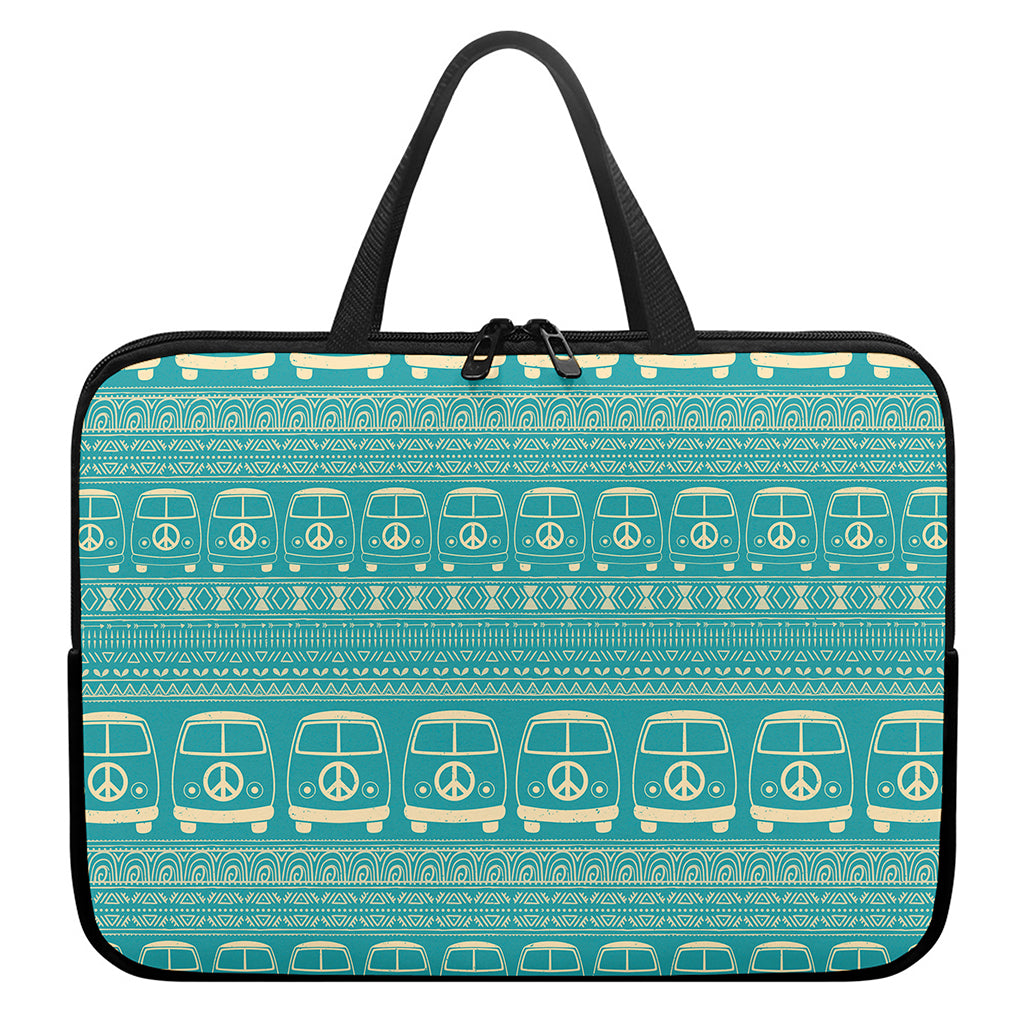 Vintage Hippie Van Pattern Print Laptop Sleeve With Handle