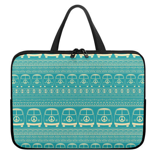 Vintage Hippie Van Pattern Print Laptop Sleeve With Handle