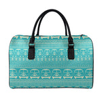 Vintage Hippie Van Pattern Print Leather Duffle Bag