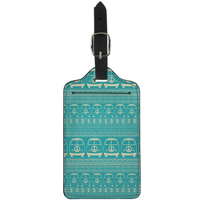 Vintage Hippie Van Pattern Print Luggage Tag